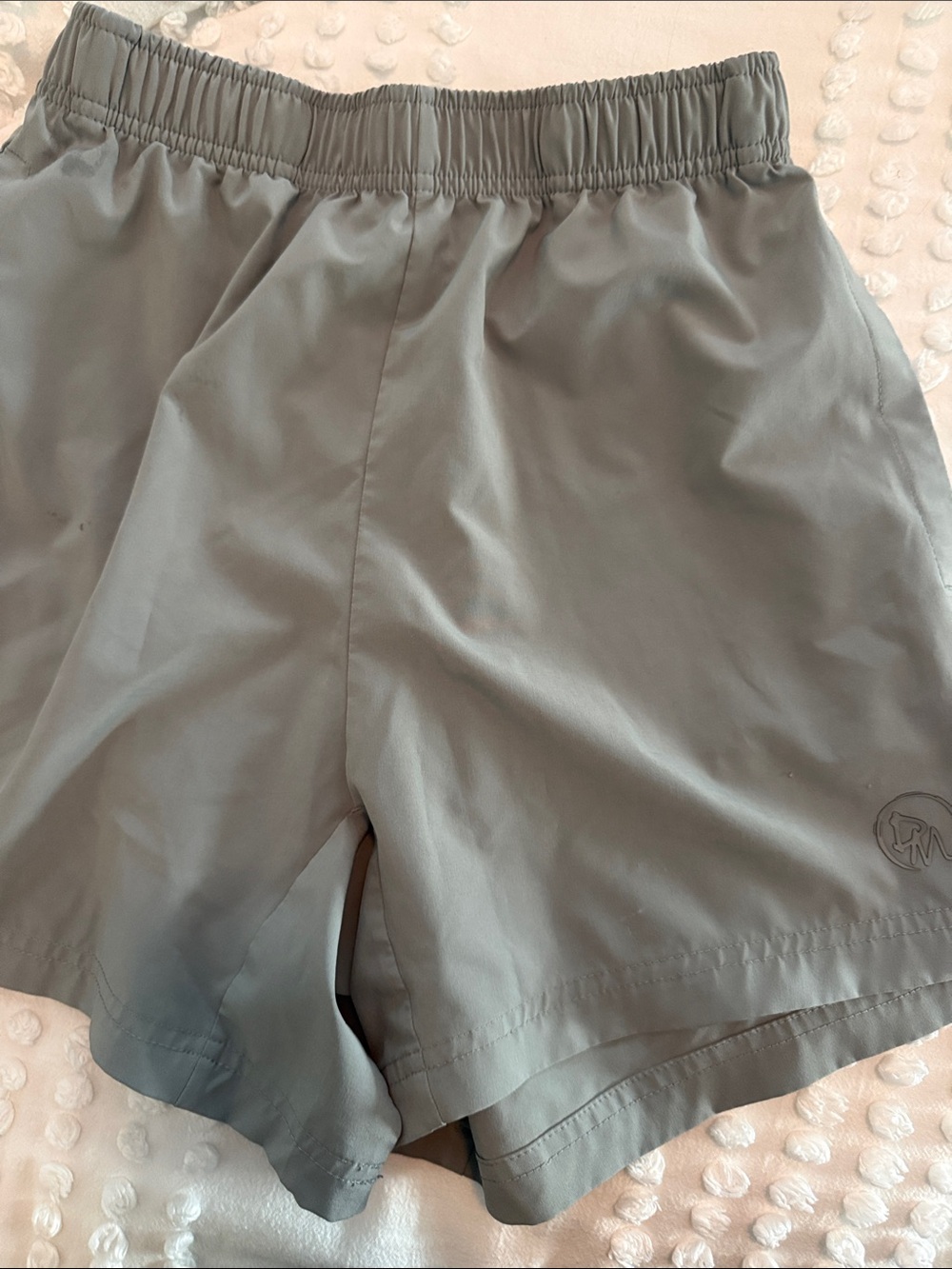 Light Grey Men's Athletic Shorts with Elastic Waist. Dirty mids. Size small.